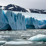 **

Prompt: "A dramatic scene of a calving glacier in Greenland, with large chunks of ice falling into the ocean. The foreground shows a mix of fresh water and seawater, illustrating the disruption of salinity gradients. In the background, convey the looming threat of climate change. The overall feeling is awe-inspiring but with a sense of urgency."

**